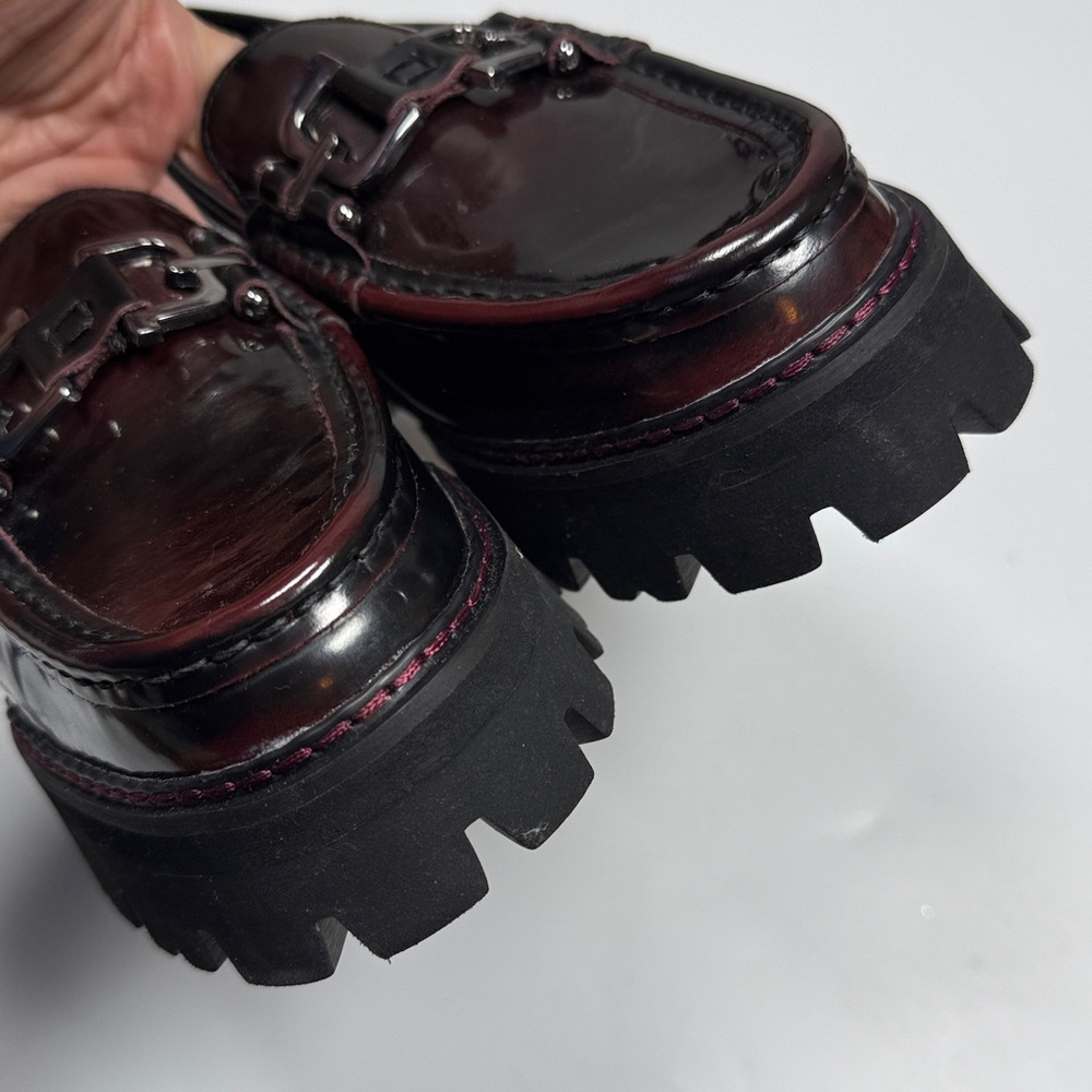 Donald Pilner Marvell Lug Loafer Buckle Chunky Shoe Bordeaux S-522 Sz 6.5 - Picture 4 of 11